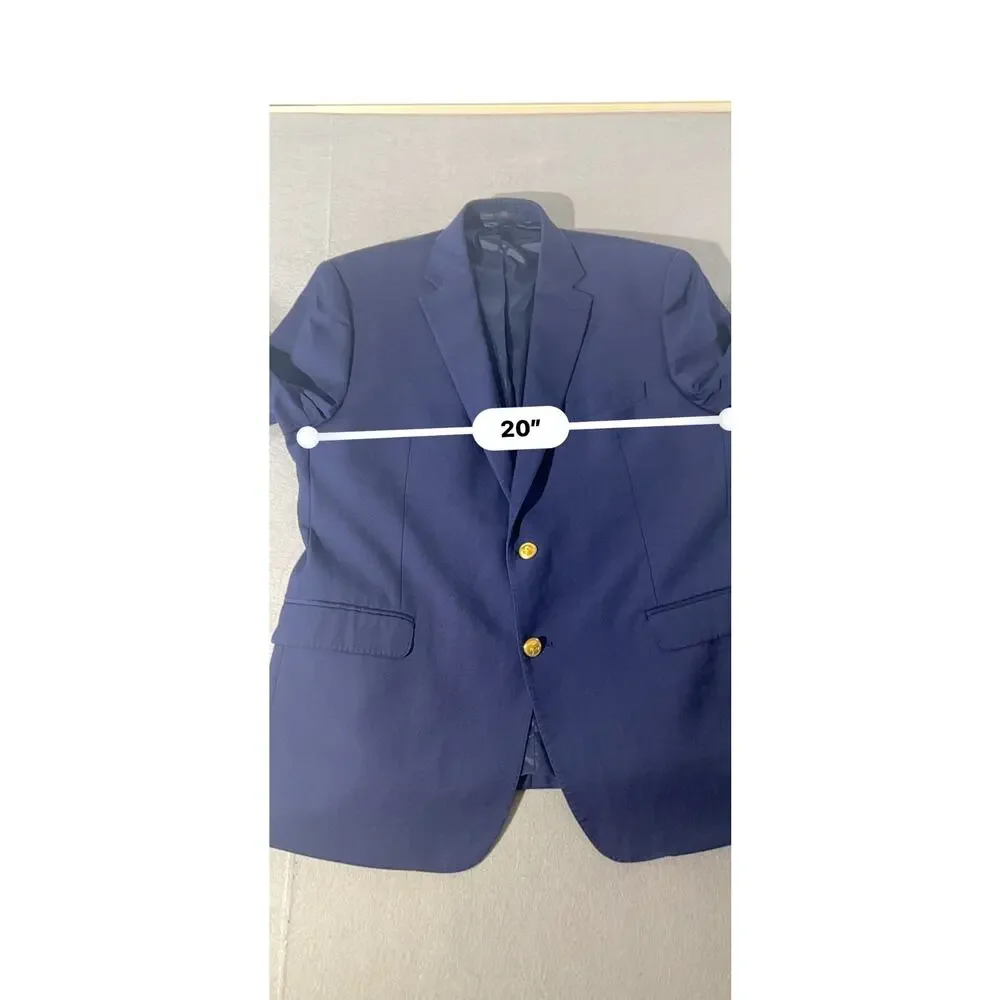 Lauren Ralph Lauren Navy Wool Blend Blazer 44R Gold Buttons